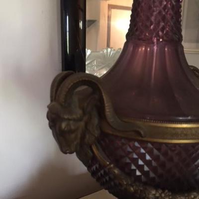 PAIR OF BACCARAT LAMPS WITH AMETHYST COLOR CRYSTAL

