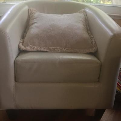 White leather living room chair