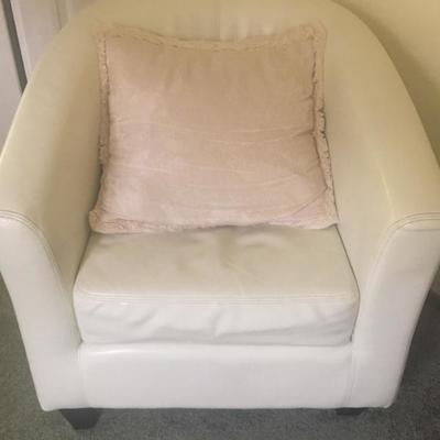 Matching white leather living room chair