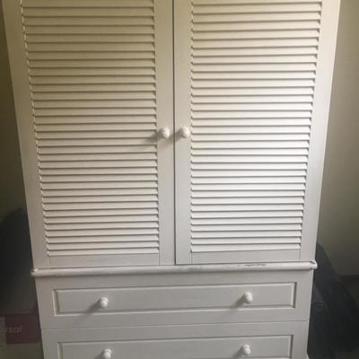 White wood bedroom armoire