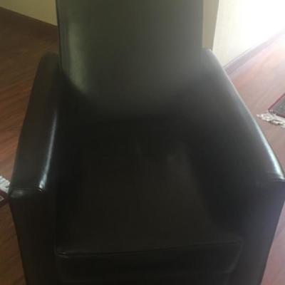 Black leather living room chair