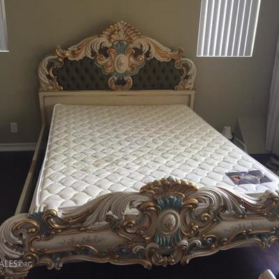 Queen size bed frame.  Italian    Hand-painted    Imported   