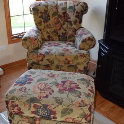 floral chair with ottoman