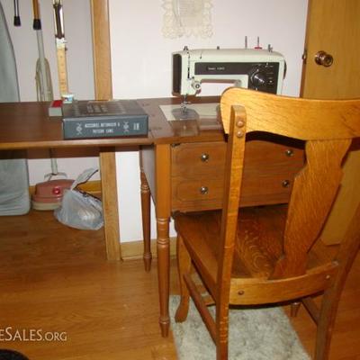 sewing machine and table 