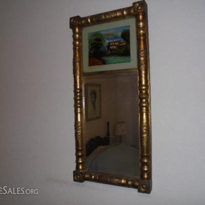 Empire Gilt Mirror with Villa Scene