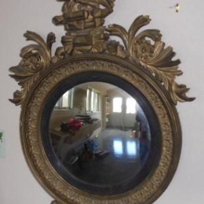 Regency Gilded Girandole Convex Mirror