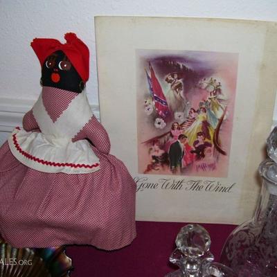 Vintage Topsy Turvy doll and 1930 Gone with the Wind program