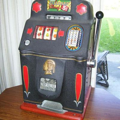 Fully Restored 5 cent Indian slot machine