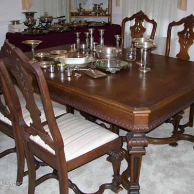 Depression era dining room set with table pads
