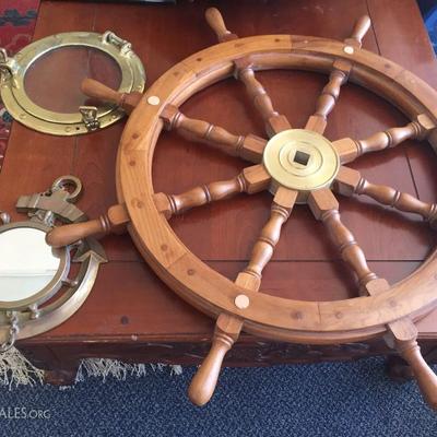 Ships wheel and nautical accessories
