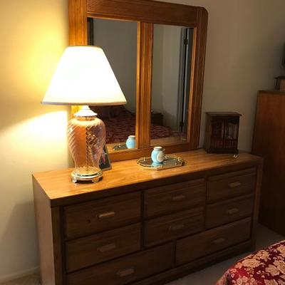 Dresser with chest of drawers two night stands and queen bed   Dresser 61. 75w x 72.5 t x 17.75 deep   