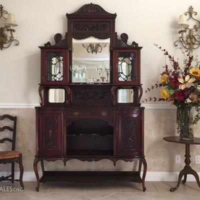 Antique French Sideboard with Beveled Mirrors
