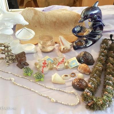 WNT055 Dolphin Figurines, Shells, Leis, Candles and More!
