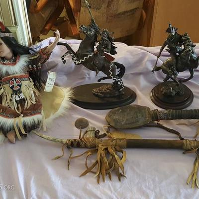 WNT059 Native American Bronze Figurines, Doll, Pipe and More!  
