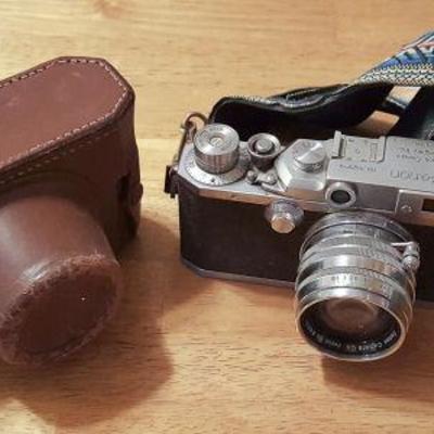 WNT274 Vintage Canon IV Sb 35mm Camera, Lens, Leather Case
