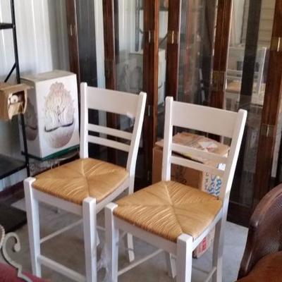 bar stools, Henredon display cabinets