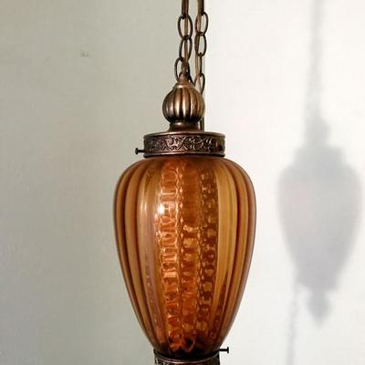 1960's - 1970's Mid century modern Amber hanging lamp