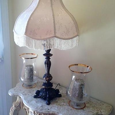 Table Lamp and Candle Holders
