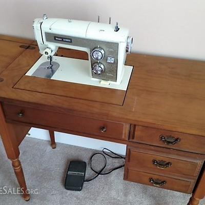 Wood Sewing Machine Cabinet Open
