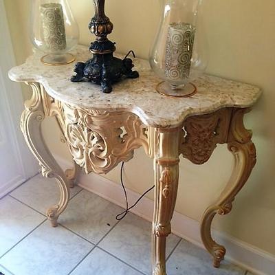 French Style Marble Top Console Table