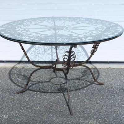Elegant beveled glass wrought iron dining table 