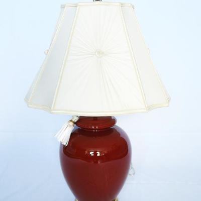 Oxblood Ginger Jar Lamp with custom shade