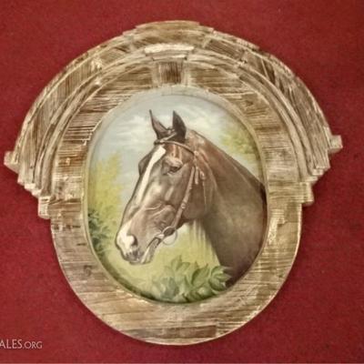 LARGE PAINTING ON CANVAS BOARD, BUST OF A HORSE