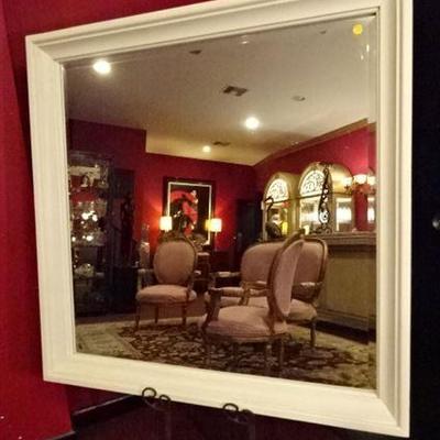 LARGE FRAMED MIRROR, WHITE FINISH, 53