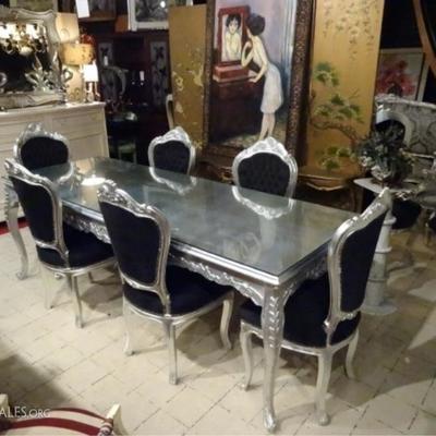 7 PIECE SILVER GILT DINING SET