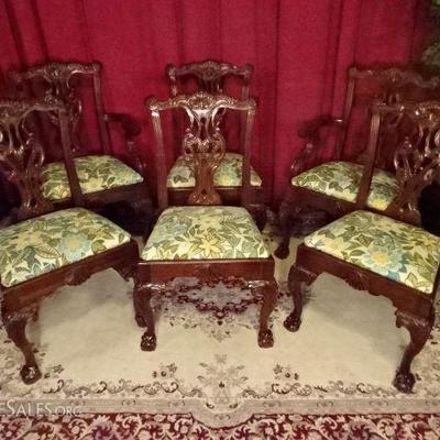 SET OF 6 CHIPPENDALE STYLE DINING CHAIRS