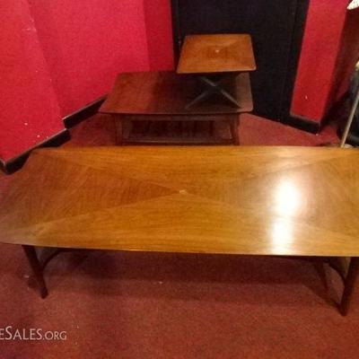 MID CENTURY MODERN COFFEE TABLE AND END TABLE