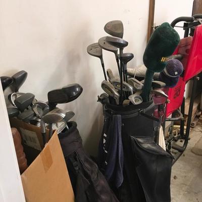 Golf clubs and balls