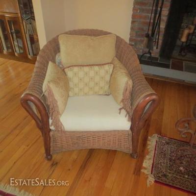 Pair of Pier 1 Wicker Chairs with Swan Arms