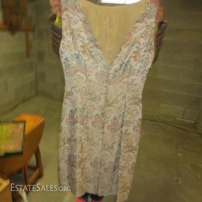 Vintage Kimono made into a dress with jacket with minks arm cuffs