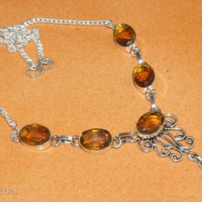 Citrine Topaz Gorgeous .925 Silver Necklace