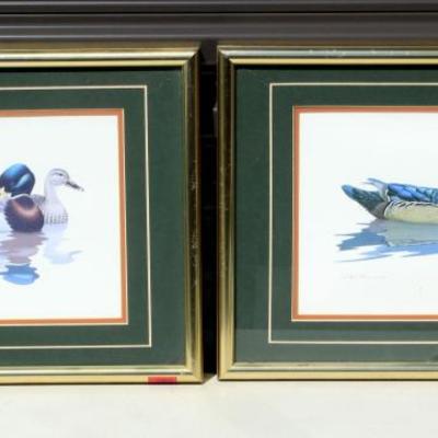 Pair of Signed Duck Prints by Richard Sloan