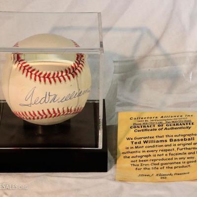 Ted Williams Autographed Baseball in Holder
