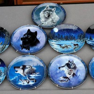 Lot of 9 Wolf Collectible Plates Bradford Exchange