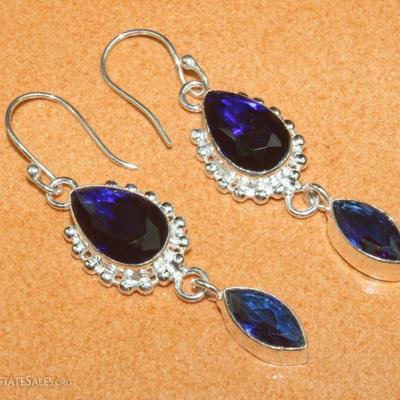  Blue Topaz Gorgeous .925 Silver Earring