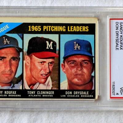 1966 Topps Baseball Card Koufax Drysdale Cloninger