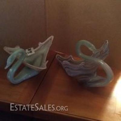 Murano Glass Swan Figurines