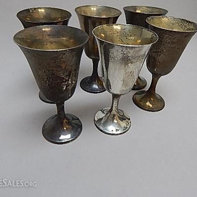 6 sterling silver goblets