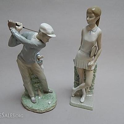 Lladro golfer and lady tennis player