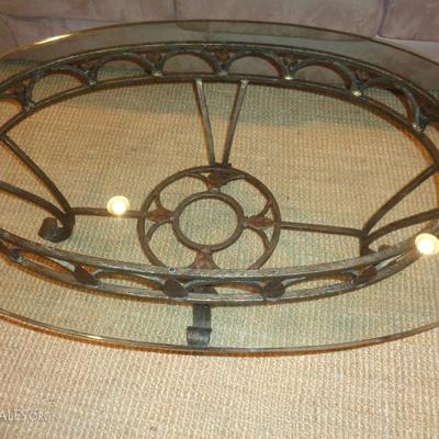 solid iron glass top coffee table