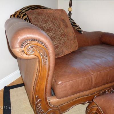 leather lounge with ottoman