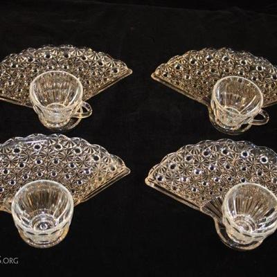 Vintage Glass Luncheon Plates with Cups