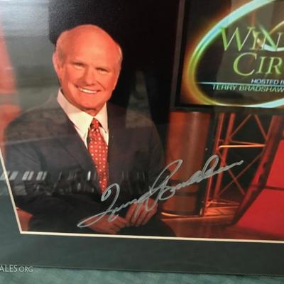 Winner Circle picture signed by famous Pittsburgh Steeler quarterback Terry Bradshaw