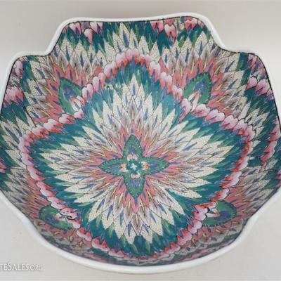 Chinese porcelain lotus bowl in Famille Rose, and completed in a fetching Peacock feather / Lotus pattern.