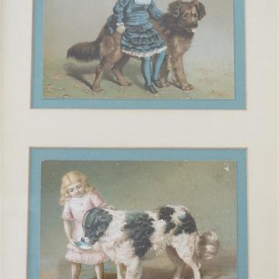 Lot 15 - Two framed double Victorian Chromolithographs all of young girls. Both are professionally framed and double matted in matching...