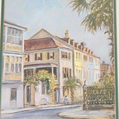 Lot 181 - Framed Color Lithograph Print with Embossed Signature lower right (under mat) by Elizabeth O'Neill Verner. Charleston Street....